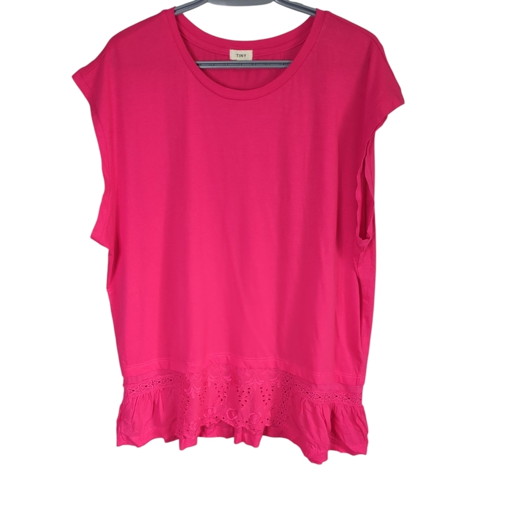 Anthropologie TINY Janice Ruffled Tank In Pink‎ Oversized Size XL